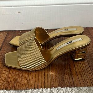 Zara Gold Block heel Sandal
